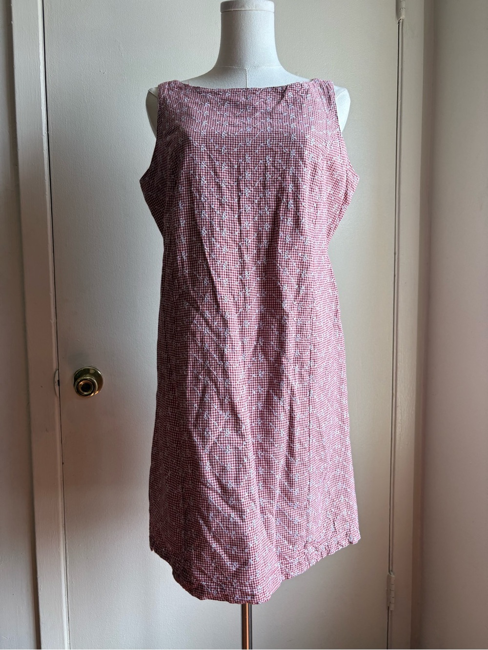 motherhood 90s red gingham sleeveless shift dress